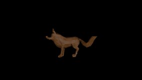 Old Wood Fox Toy Eat Animation.Full HD 1920×1080.7 Second Long.Transparent Alpha video.LOOP.