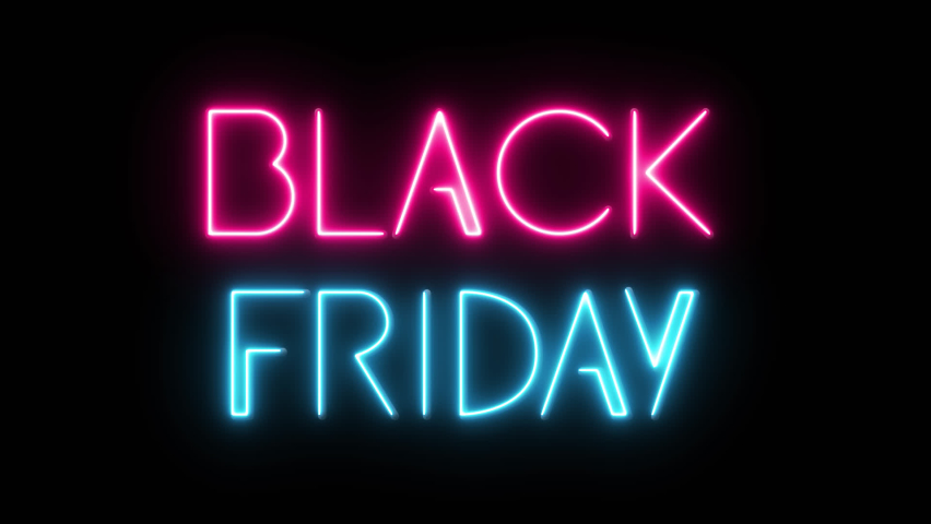 Neon Black Friday blinking sign. Alpha channel. Royalty-Free Stock Footage #1094171413