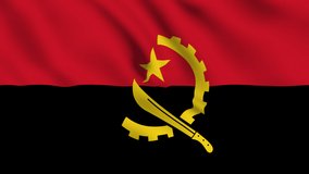 Angola national flag video. 3D Angola flag waving seamless loop video animation