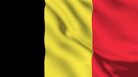Belgium national flag video. 3D Belgium flag waving seamless loop video animation