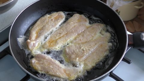 Cooking Chicken Breast Pan Stock Footage Video (100% Royalty-free