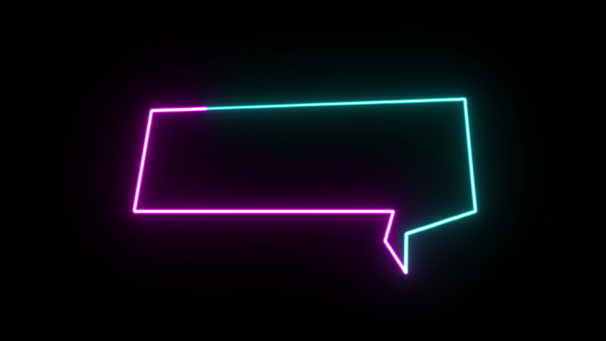 4K Neon Glowing Light Iconic Speech Bubble Background Isolated on Black Background. Text Template. Dialog or chat bubble in glowing colorful neon light style. Led light modern Signboard template. - Powered by Shutterstock - Get 15% off with code: PIKWIZARD15