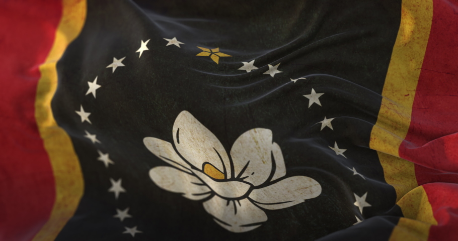 Old flag of american state of Mississippi, United States. Loop