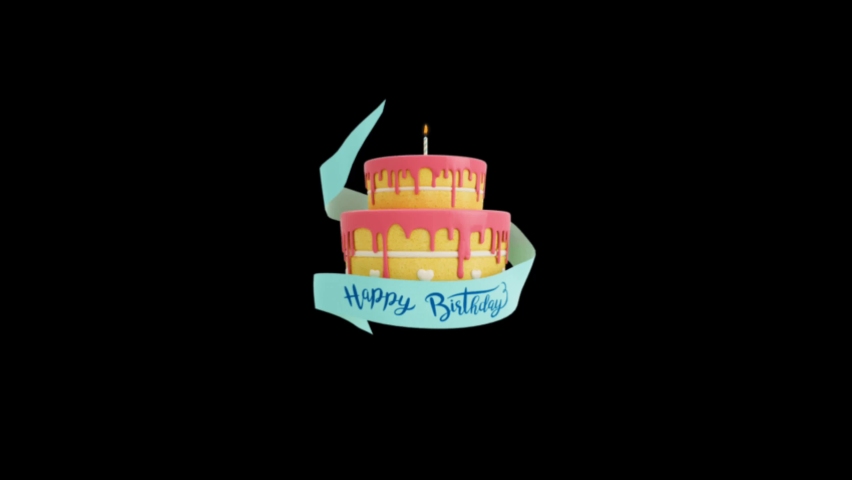 Happy birthday cake animation video, animation birthday cake with the text of happy birthday on black  background | Shutterstock HD Video #1094186161
