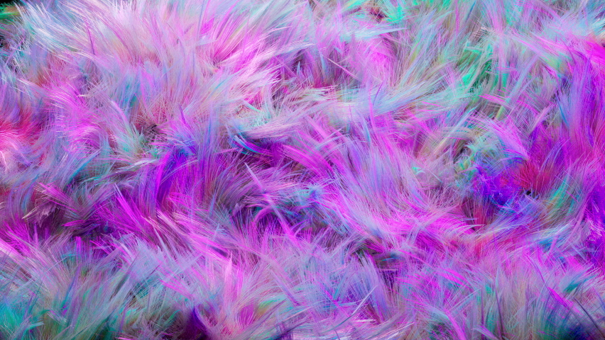 The plush woolen background in soft pink with blue reflections gently sways and swirls in the wind. Futuristic 3D animation of pastel gradient color plush hair 4K Royalty-Free Stock Footage #1094190451