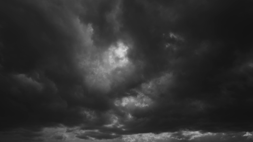 4k Timelapse Dark Sullen Clouds. Deep Blue Cloudy Rainy Sky With Rain Heavy Clouds. Concept Of Depression, Despondency, Oppression. Hopelessness Of Being. Bad Weather. Noir. Time Lapse, Time-lapse. Royalty-Free Stock Footage #1094202653