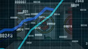 Animation of graph with data processing over slot machine. Global technology, computing and digital interface concept digitally generated video. - Powered by Shutterstock - Get 15% off with code: PIKWIZARD15