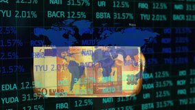 Animation of American dollar banknote burning, world map and stock exchange financial data processing in the background. Global finance and business concept digitally generated image. - Powered by Shutterstock - Get 15% off with code: PIKWIZARD15