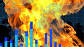 Animation of American dollar banknote burning world map and stock exchange financial data processing in the background. Global finance and business concept digitally generated image. - Powered by Shutterstock - Get 15% off with code: PIKWIZARD15