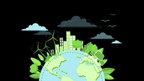 Green Energy Concept Earth Animation Green Energy and Renewable Energy Concept Animated Illustration Eco Friendly and Recycling Isolated motion Icons Save and Protect the Planet Concept 4k Banner - Powered by Shutterstock - Get 15% off with code: PIKWIZARD15