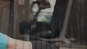 Animation of financial data processing and dice over caucasian couple exercising at gym. Global finances, sport and digital interface concept digitally generated video. - Powered by Shutterstock - Get 15% off with code: PIKWIZARD15