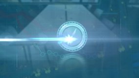 Animation of moving clock and financial data processing over empty office. Global technology, computing and digital interface concept digitally generated video. - Powered by Shutterstock - Get 15% off with code: PIKWIZARD15