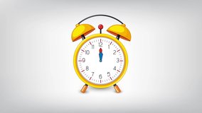 Vintage Cartoon Alarm Clock 05.00 with minimal animation interface. Modern flat design with animation on white background. High-quality video