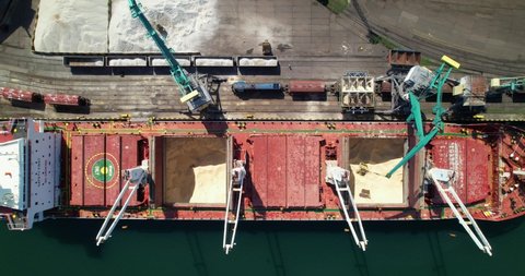Cargo Ship Loading Unloading Operations On Stock Footage Video (100% ...