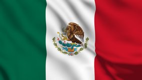 Mexico national flag video. 3D Mexico flag waving seamless loop video animation