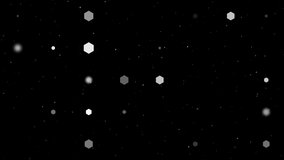 Template animation of evenly spaced hexagon symbols of different sizes and opacity. Animation of transparency and size. Seamless looped 4k animation on black background with stars - Powered by Shutterstock - Get 15% off with code: PIKWIZARD15