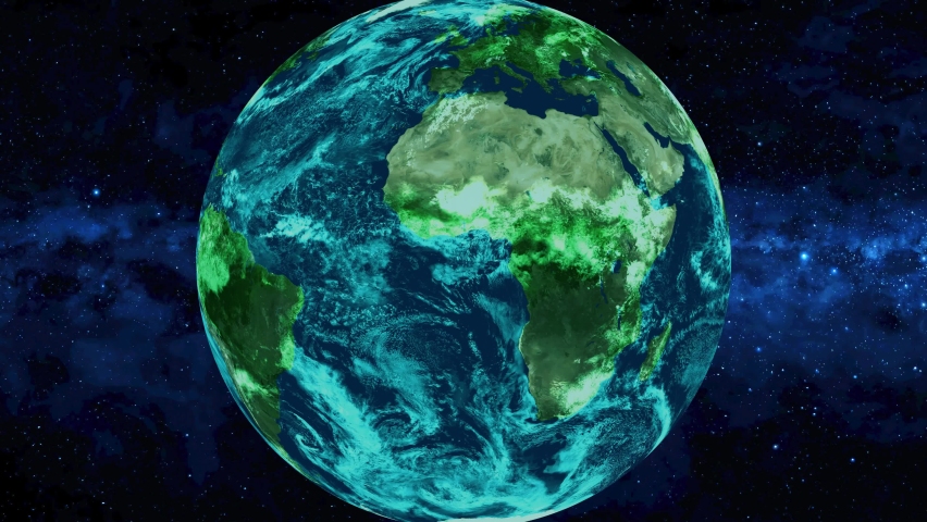 Planet Earth revolving against a background of stars. City lights can be seen on the dark side of the globe. Looping animation created using highly detailed satellite imagery from NASA.