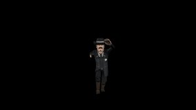 Western Sheriff Dance animation.Full HD 1920×1080.23 Second Long.Transparent Alpha video.LOOP.