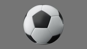 Soccer ball spinning. Infinitely looped animation. 4K video.
