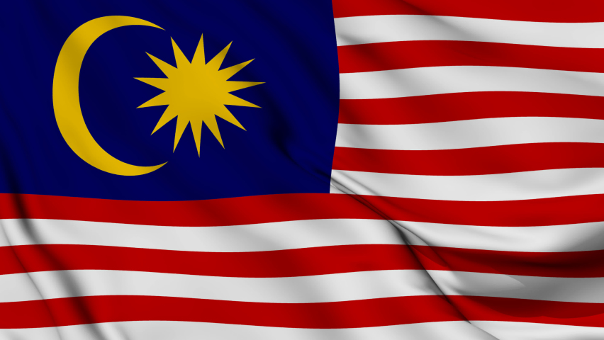Flag of Malaysia, National flag of Malaysia, Waving flag of Malaysia, 4k render seamless animation.