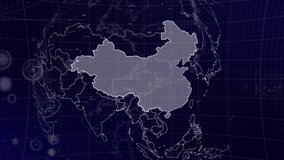 Data analysis Technology Globe rotating on China Country with graphs, charts, analytics in background | China country Globe rotating 4K|60 FPS, data analysis technological background - Powered by Shutterstock - Get 15% off with code: PIKWIZARD15