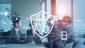 Group of business people meeting and cyber security concept. network defense. protection. - Powered by Shutterstock - Get 15% off with code: PIKWIZARD15