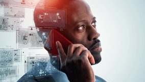 A man using a smartphone and digital data. DX. AI. - Powered by Shutterstock - Get 15% off with code: PIKWIZARD15