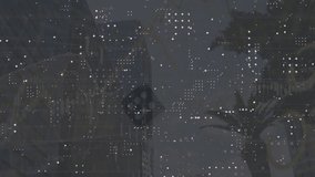 Animation of dots pattern over financial data processing against bouncing dice and tall buildings. Computer interface and business technology concept - Powered by Shutterstock - Get 15% off with code: PIKWIZARD15