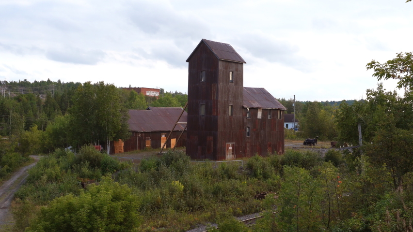 Headframe of Right Of Way Silver Mine along Silver Heritage Trail, a national historical site in Cobalt, Ontario, Canada