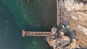 Beach Umbrellas Drone Video, Assos Canakkale, Turkey