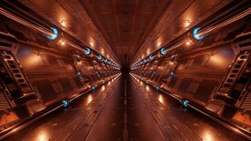 3D rendered animated loop of a spaceship background in space station going dark. Futuristic interior corridor with orange neon lights walls. Hyperrealistic seamless lopped animation tunnel - Powered by Shutterstock - Get 15% off with code: PIKWIZARD15