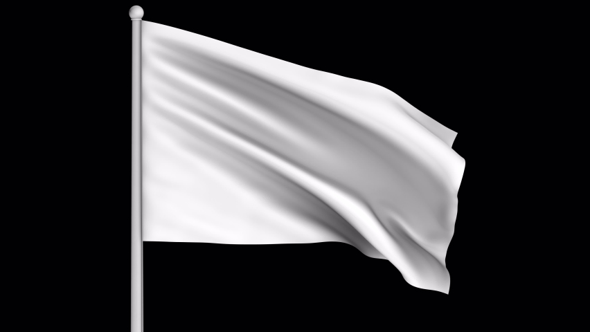 White flag on alpha channel background in seamless loop.