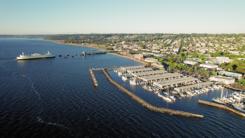 Beautiful Edmonds Washington Waterfront Aerial View