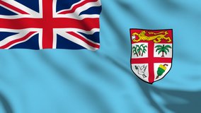 Fiji national flag video. 3D Fiji flag waving seamless loop video animation