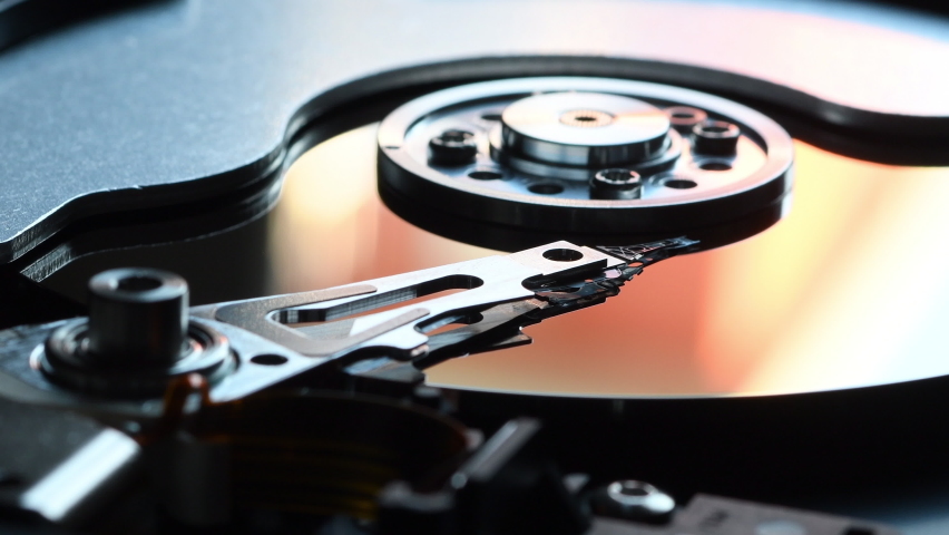 Hard Disk Drive, Close up of a hard disk drive reading and writing data Royalty-Free Stock Footage #1094314295