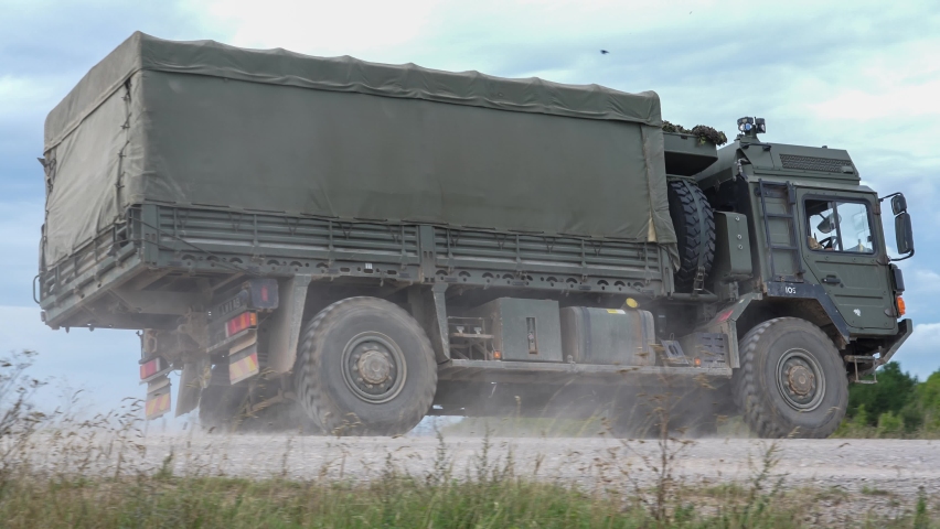 British army MAN HX60 4x4 Utility Truck in action on a military exercise