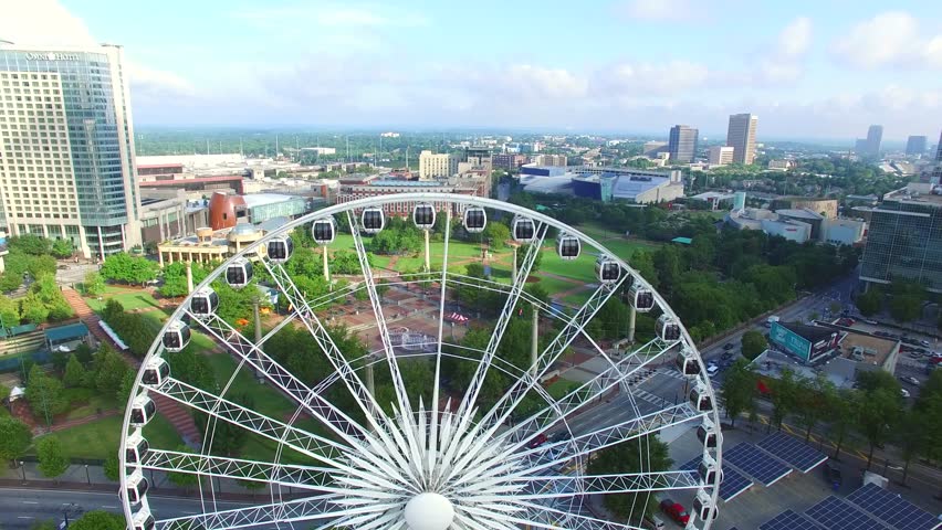 Aerial video of Centennial Park Atlanta Georgia