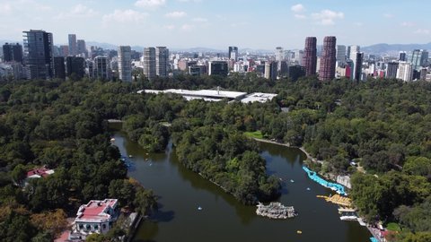 Aerial Panoramic View Chapultepec Park Lake Stock Footage Video (100% ...