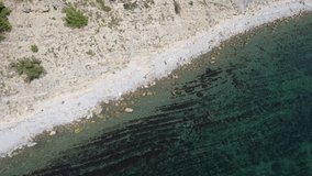 Video shooting from a drone of the seashore or ocean.
