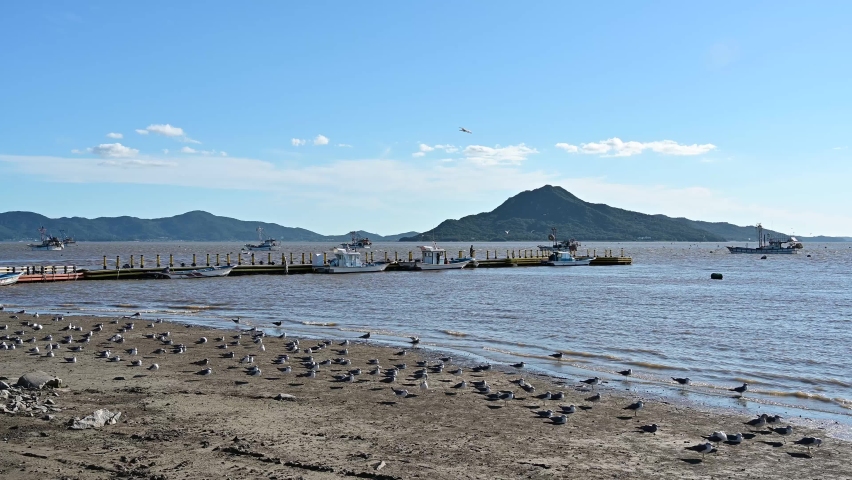 Ganghwa-do, Incheon, South Korea. Scenery of fishing boats at Changhu-ri dock in Ganghwa-do, Incheon. Korean sea landscape. Korea