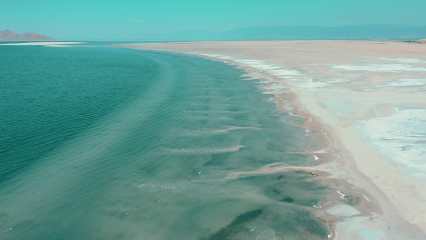 Beautiful high quality 4k drone footage of the Great Salt Lake in Utah Royalty-Free Stock Footage #1094338595