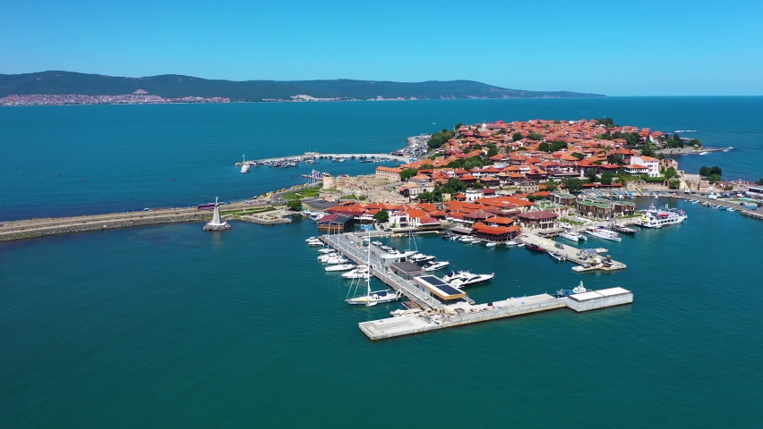 Aerial view to a old town of Nessebar, Bulgaria