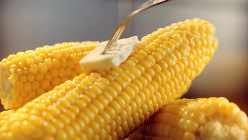 Melting Butter On Sweet Corn. Appetizing Healthy Natural Nutrition. Tasty Fresh Sweet Corn. Organic Horticulture Vegetarian Food Cob.Hot Meal Vegan Or Vegetarian. Butter Melting Boiled Golden Hot Corn - Powered by Shutterstock - Get 15% off with code: PIKWIZARD15