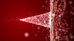 Vertical video, Glow red particles glittering Christmas tree lights. 4096x2304 px,60 fps.