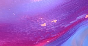 Neon pink blue paint abstract background. Bright pink ink digital flow. Shiny gold particles in liquid. Bright color art. Fluid backdrop. Acrylic move pattern texture. Beautiful artwork in slow motion