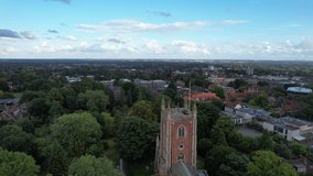 High Angle Footage of Historical and Beautiful St. Albans Town of England 
