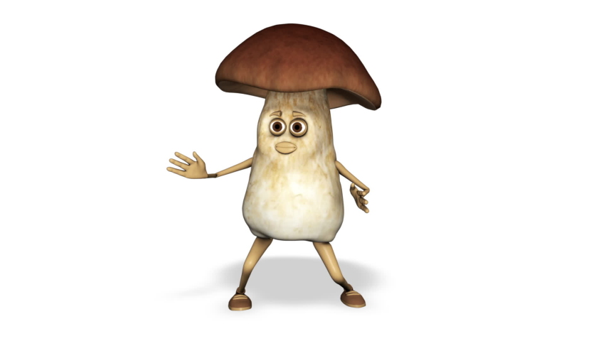 3d Character Mushroom Fun Dancing Looped White Background