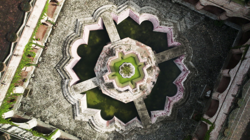 Aerial top down riser of La Merced fountain in Antigua Guatemala | Shutterstock HD Video #1094385673