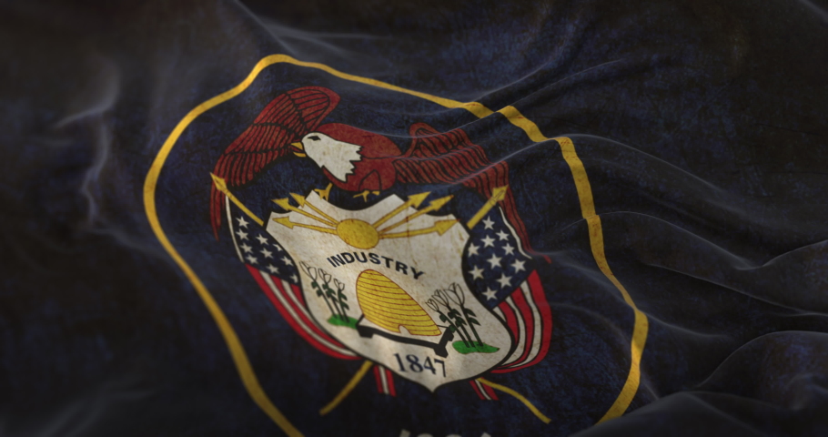 Old flag of american state of Utah, United States. Loop
