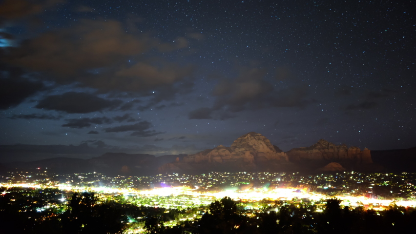 Sedona Thunder Mountain and Startrails Arizona USA Astrophotography Time Lapse